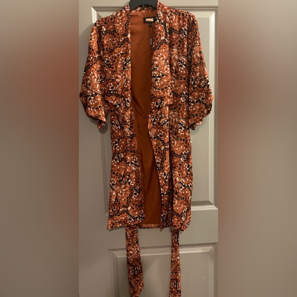 Alexia Admor Brown Abstract June Midi Sleeve Wrap Dress size 8 NWT - Picture 9 of 15
